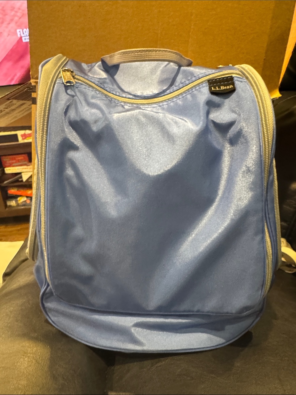L.L. Bean Blue Hanging Toiletry Bag With Multiple Compartments